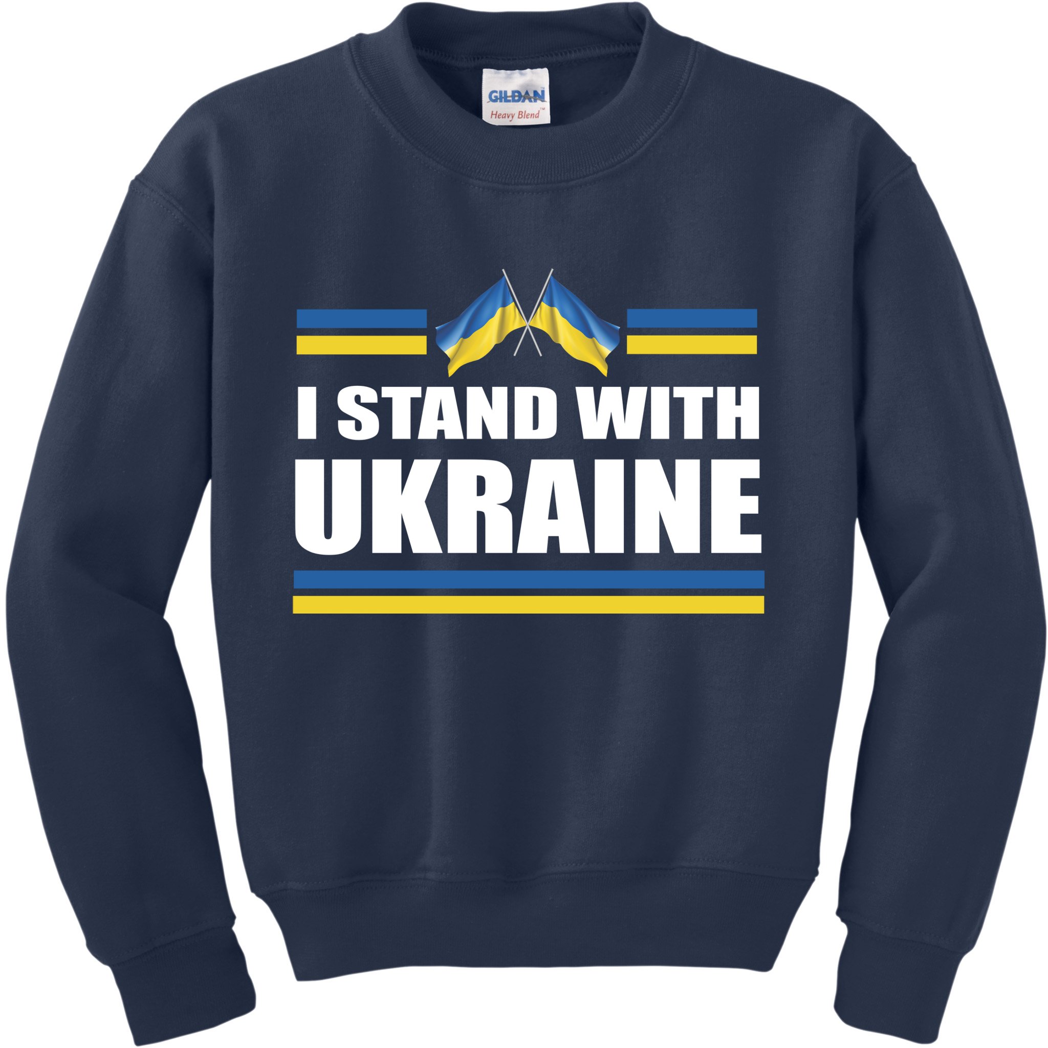 I Stand With Ukraine Ukrainian Flags Kids Sweatshirt