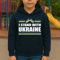 I Stand With Ukraine Ukrainian Flags Kids Hoodie