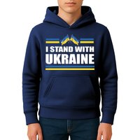 I Stand With Ukraine Ukrainian Flags Kids Hoodie