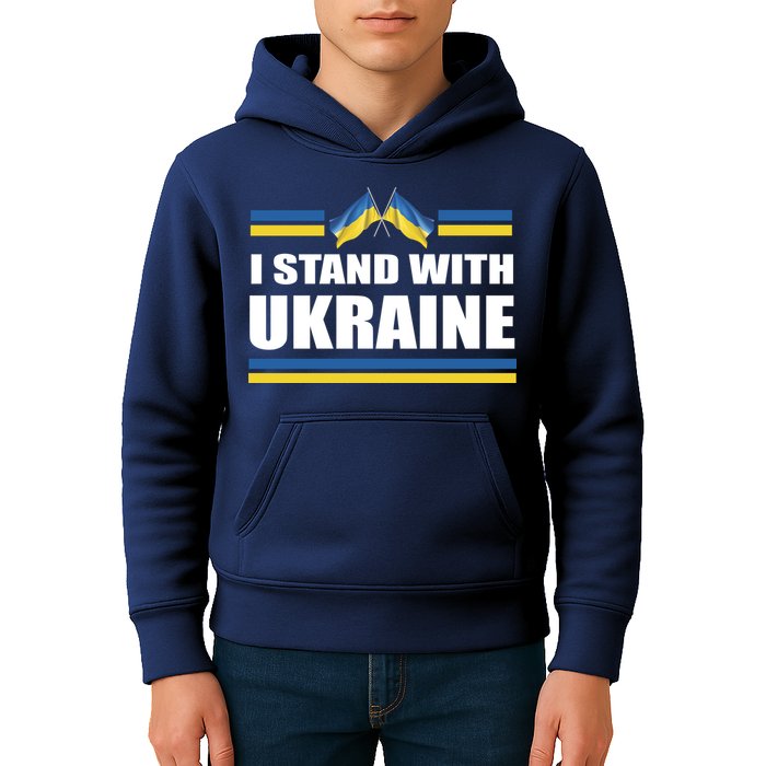 I Stand With Ukraine Ukrainian Flags Kids Hoodie