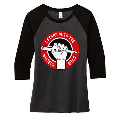 I stand with the writers guild of america WGA Women's Tri-Blend 3/4-Sleeve Raglan Shirt