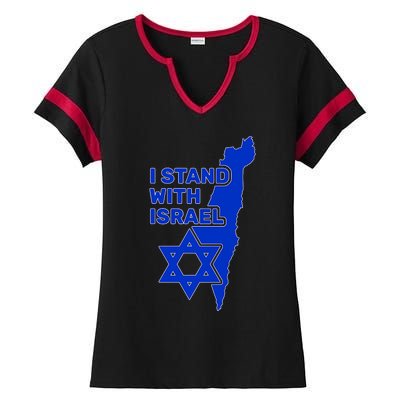 I Stand With Israel Support Israel Love Israeli Brotherhood Ladies Halftime Notch Neck Tee