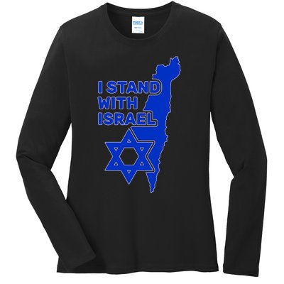 I Stand With Israel Support Israel Love Israeli Brotherhood Ladies Long Sleeve Shirt