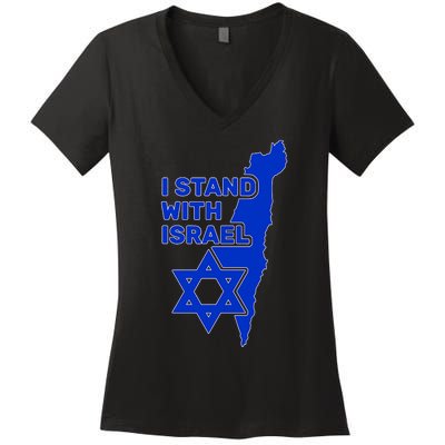 I Stand With Israel Support Israel Love Israeli Brotherhood Women's V-Neck T-Shirt