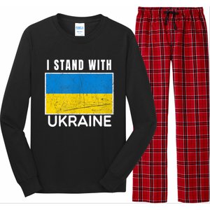 I Stand With Ukraine Flag For Ukrainian Lover Gift Long Sleeve Pajama Set