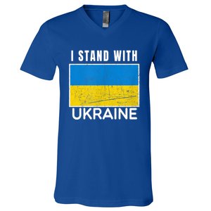 I Stand With Ukraine Flag For Ukrainian Lover Gift V-Neck T-Shirt