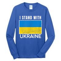 I Stand With Ukraine Flag For Ukrainian Lover Gift Tall Long Sleeve T-Shirt