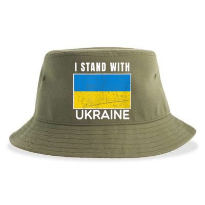 I Stand With Ukraine Flag For Ukrainian Lover Gift Sustainable Bucket Hat