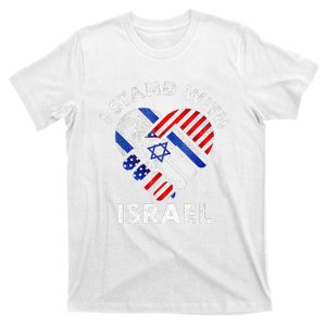 I Stand With Israel USA American Flag with Israel Flag T-Shirt