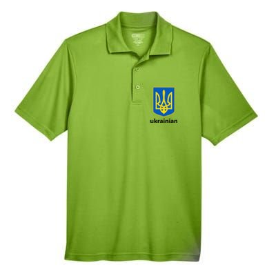 I Stand With Ukraine USA Support Ukrainian Pride Trident Men's Origin Performance Pique Polo