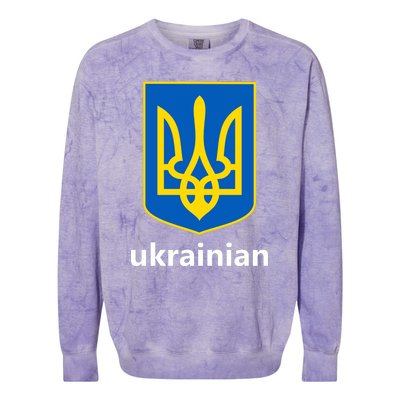 I Stand With Ukraine USA Support Ukrainian Pride Trident Colorblast Crewneck Sweatshirt