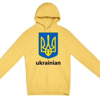 I Stand With Ukraine USA Support Ukrainian Pride Trident Premium Pullover Hoodie