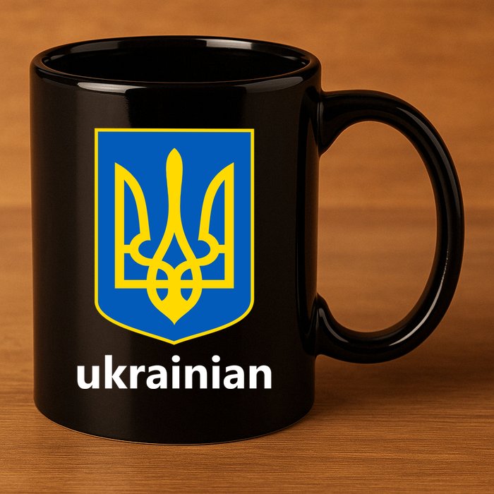 I Stand With Ukraine USA Support Ukrainian Pride Trident 11oz C Handle Ceramic Mug