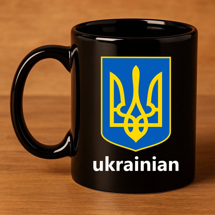 I Stand With Ukraine USA Support Ukrainian Pride Trident 11oz C Handle Ceramic Mug