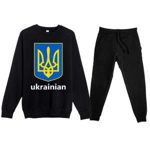 I Stand With Ukraine USA Support Ukrainian Pride Trident Premium Crewneck Sweatsuit Set