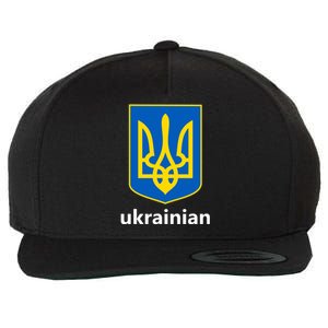 I Stand With Ukraine USA Support Ukrainian Pride Trident Wool Snapback Cap