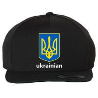 I Stand With Ukraine USA Support Ukrainian Pride Trident Wool Snapback Cap