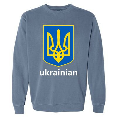 I Stand With Ukraine USA Support Ukrainian Pride Trident Garment-Dyed Sweatshirt