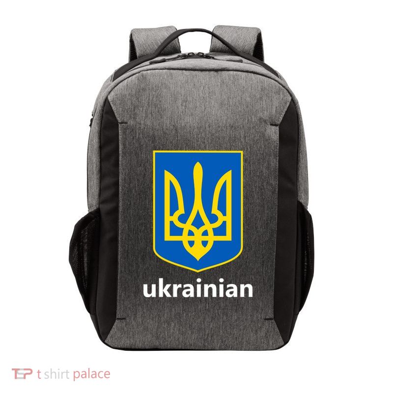 I Stand With Ukraine USA Support Ukrainian Pride Trident Vector Backpack