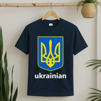 I Stand With Ukraine USA Support Ukrainian Pride Trident T-Shirt