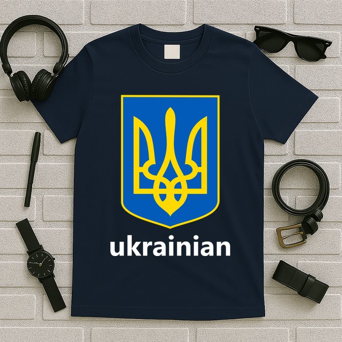 I Stand With Ukraine USA Support Ukrainian Pride Trident T-Shirt