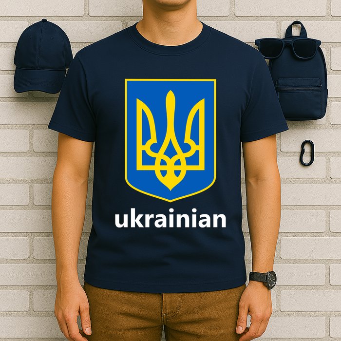 I Stand With Ukraine USA Support Ukrainian Pride Trident T-Shirt