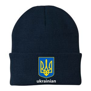 I Stand With Ukraine USA Support Ukrainian Pride Trident Knit Cap Winter Beanie