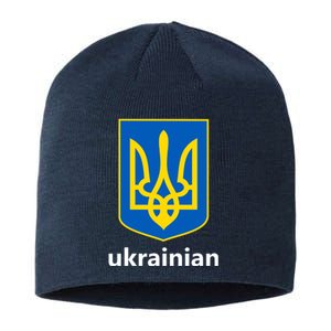 I Stand With Ukraine USA Support Ukrainian Pride Trident Sustainable Beanie