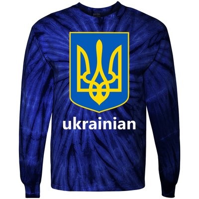 I Stand With Ukraine USA Support Ukrainian Pride Trident Tie-Dye Long Sleeve Shirt