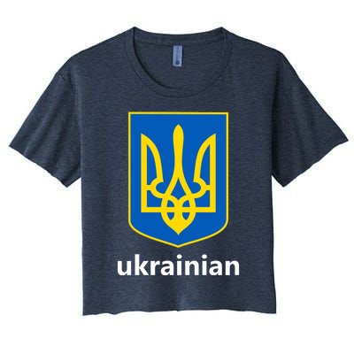 I Stand With Ukraine USA Support Ukrainian Pride Trident Women's Crop Top Tee