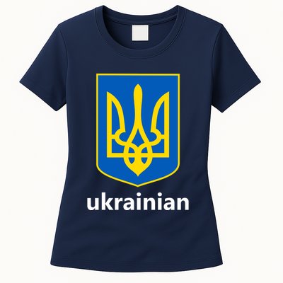 I Stand With Ukraine USA Support Ukrainian Pride Trident Womens T-Shirt