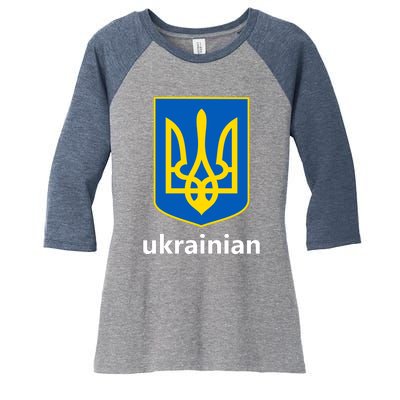 I Stand With Ukraine USA Support Ukrainian Pride Trident Women's Tri-Blend 3/4-Sleeve Raglan Shirt