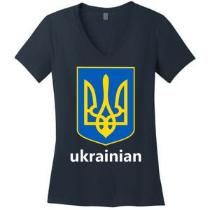 I Stand With Ukraine USA Support Ukrainian Pride Trident Women's V-Neck T-Shirt