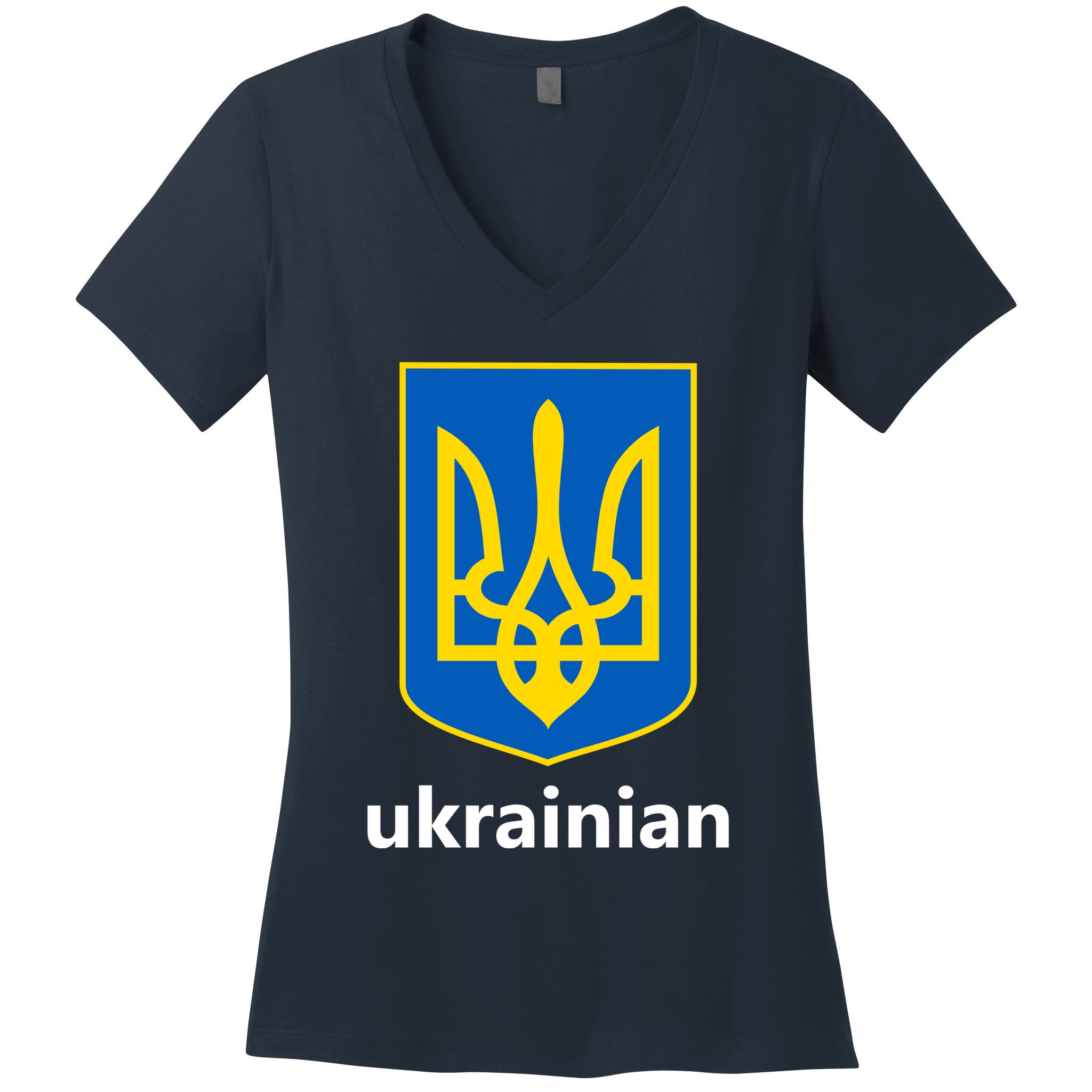 I Stand With Ukraine USA Support Ukrainian Pride Trident Women's V-Neck T-Shirt