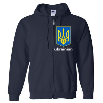 I Stand With Ukraine USA Support Ukrainian Pride Trident Full Zip Hoodie