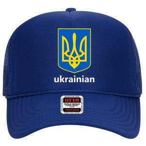 I Stand With Ukraine USA Support Ukrainian Pride Trident High Crown Mesh Back Trucker Hat