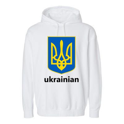 I Stand With Ukraine USA Support Ukrainian Pride Trident Garment-Dyed Fleece Hoodie