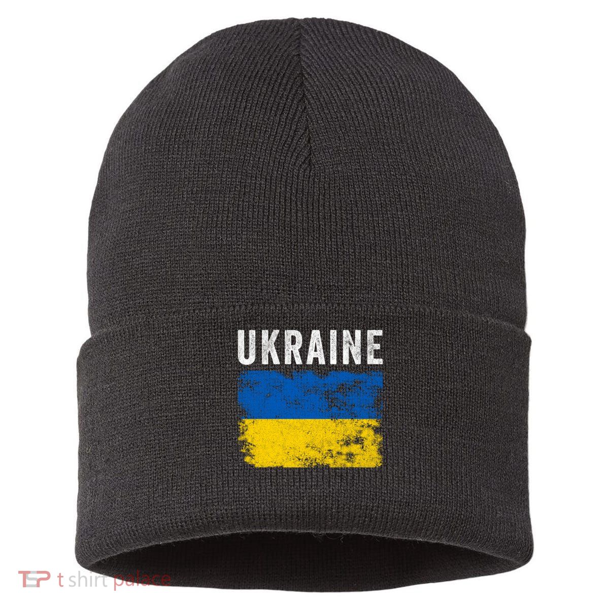 I Stand With Ukraine Flag Sustainable Knit Beanie