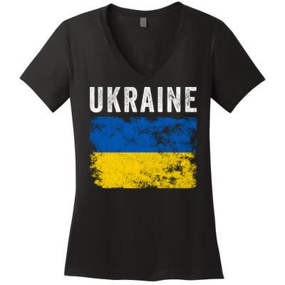 I Stand With Ukraine Flag Women's V-Neck T-Shirt