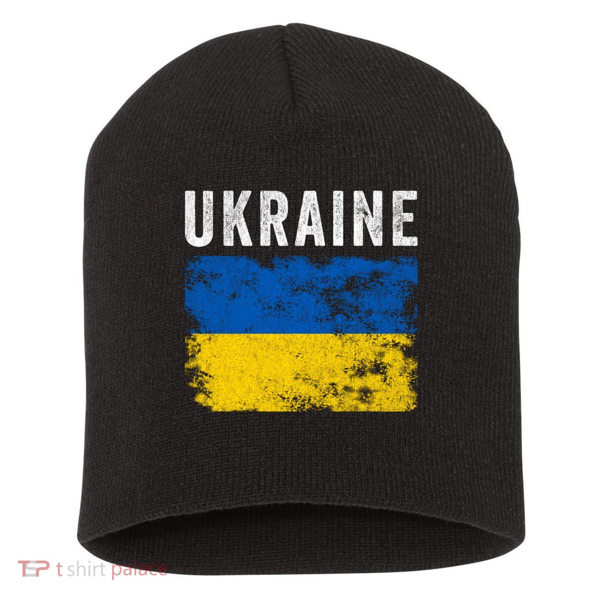 I Stand With Ukraine Flag Short Acrylic Beanie