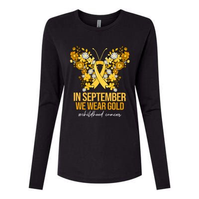 In September We Wear Gold Childhood Cancer Womens Cotton Relaxed Long Sleeve T-Shirt