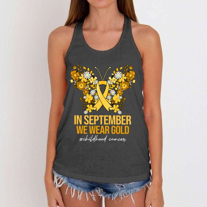 In September We Wear Gold Childhood Cancer Women's Knotted Racerback Tank