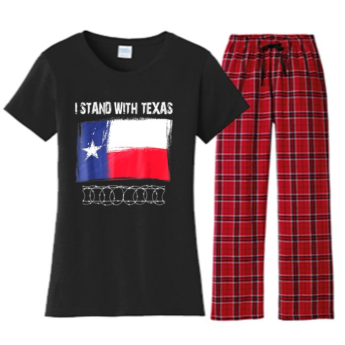 I Stand With Texas Flag Usa State Of Texas Women's Flannel Pajama Set