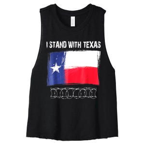 I Stand With Texas Flag Usa State Of Texas Women's Racerback Cropped Tank