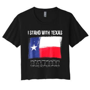 I Stand With Texas Flag Usa State Of Texas Women's Crop Top Tee