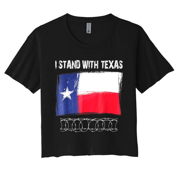 I Stand With Texas Flag Usa State Of Texas Women's Crop Top Tee