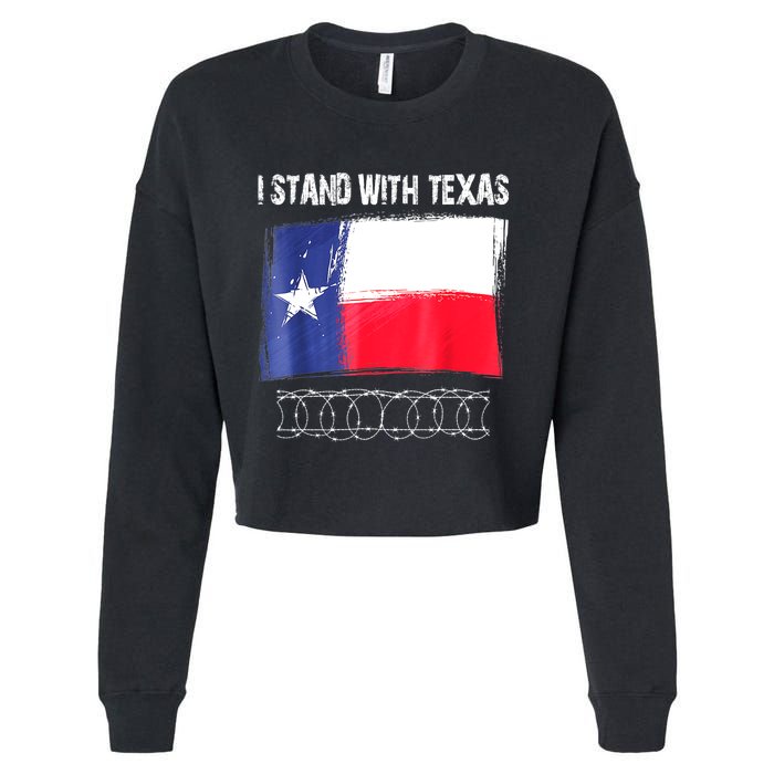 I Stand With Texas Flag Usa State Of Texas Cropped Pullover Crew