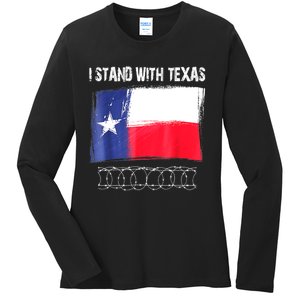 I Stand With Texas Flag Usa State Of Texas Ladies Long Sleeve Shirt