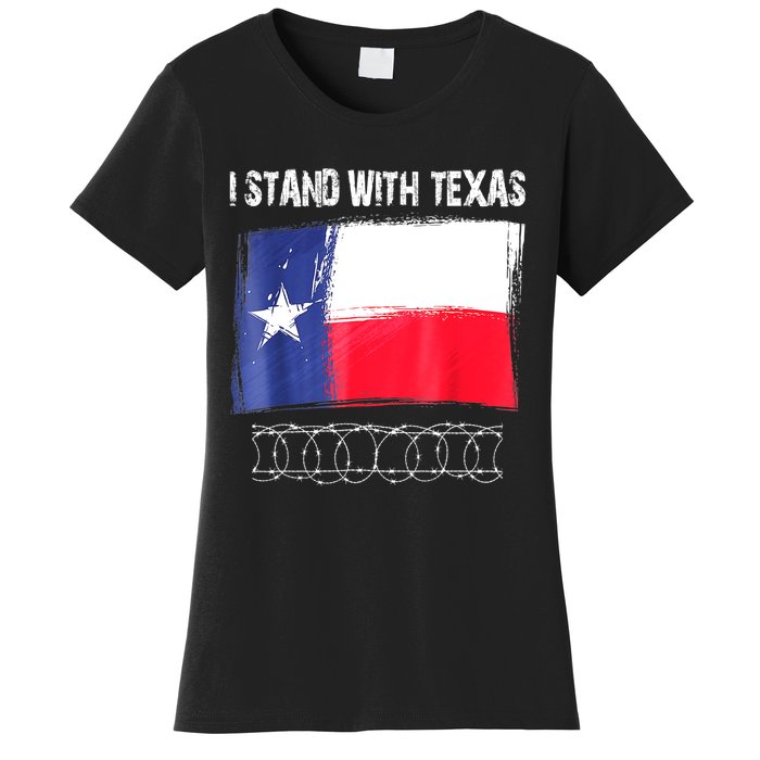 I Stand With Texas Flag Usa State Of Texas Women's T-Shirt