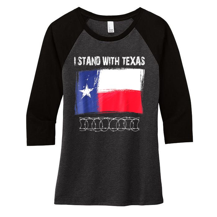 I Stand With Texas Flag Usa State Of Texas Women's Tri-Blend 3/4-Sleeve Raglan Shirt